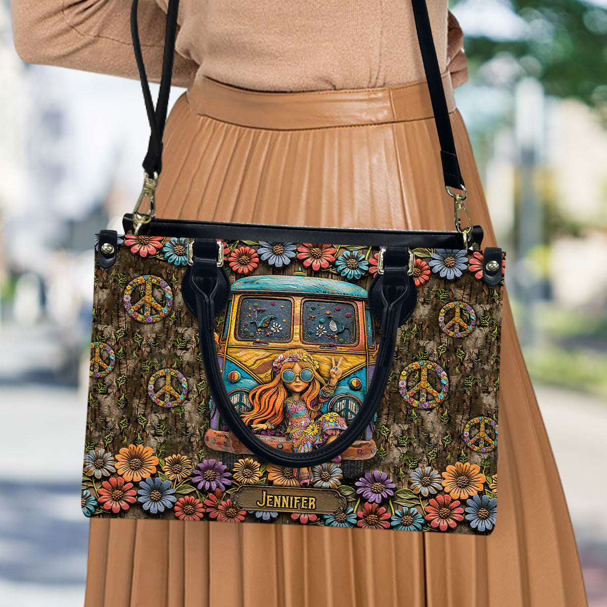 Reste sauvage, enfant de la lune - Sac à main hippie en cuir personnalisé