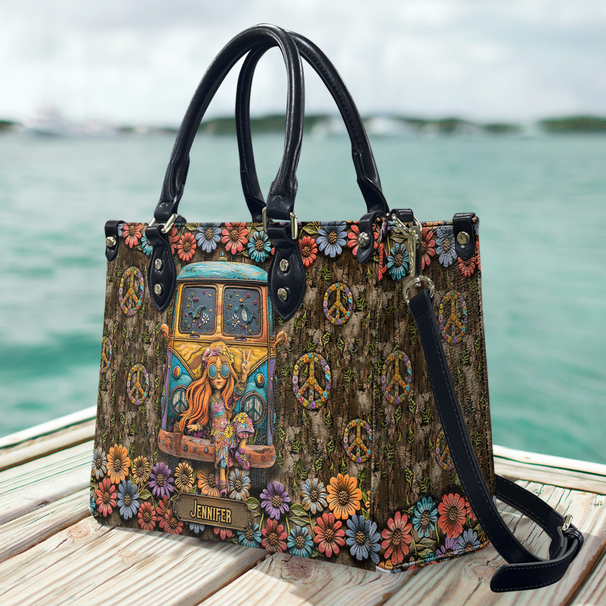 Reste sauvage, enfant de la lune - Sac à main hippie en cuir personnalisé