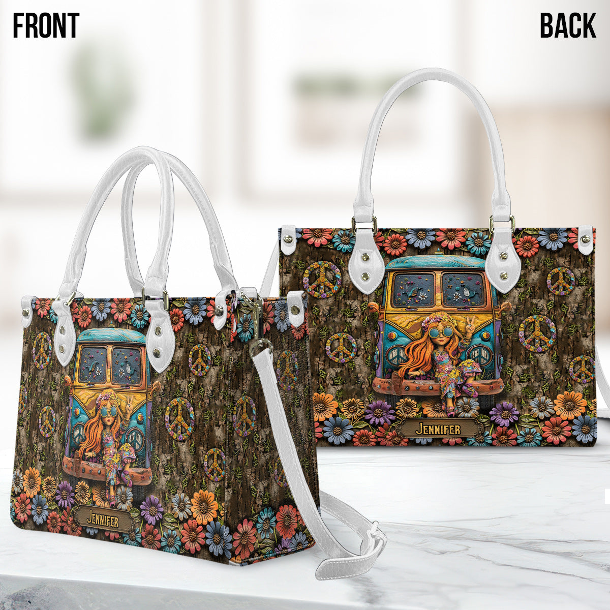 Reste sauvage, enfant de la lune - Sac à main hippie en cuir personnalisé