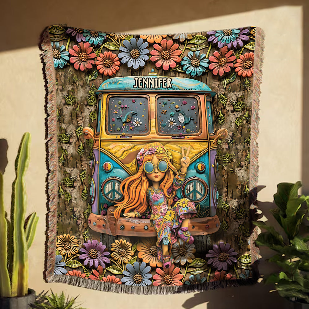 Amoureux du hippie - Couverture tissée hippie personnalisée