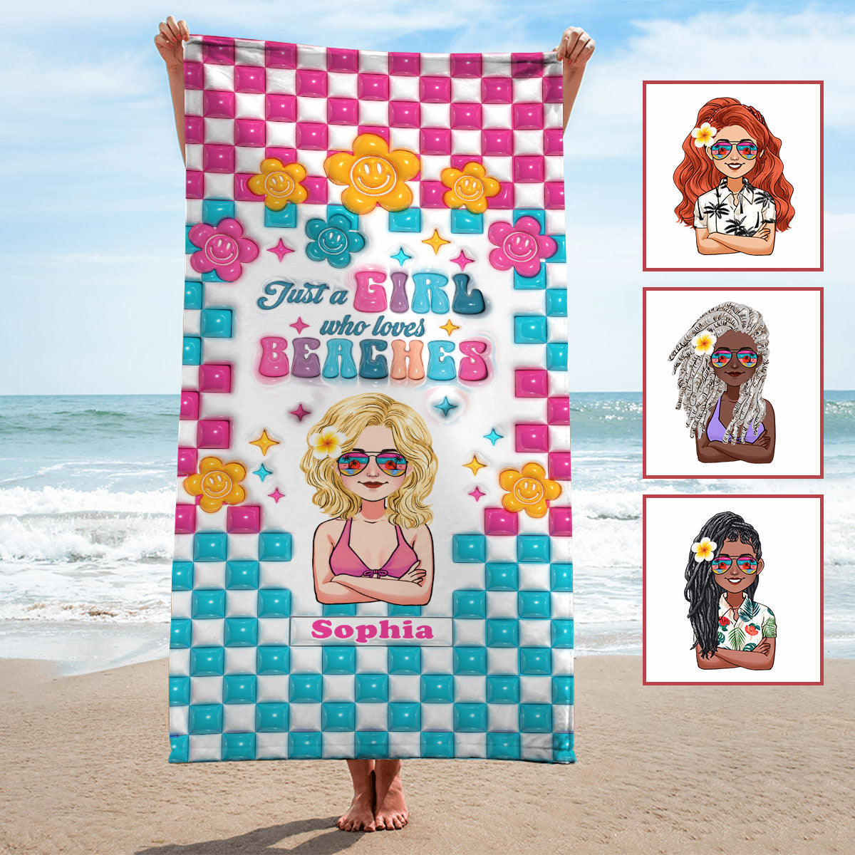 Juste une fille qui aime les plages - Serviette de plage personnalisée pour les amoureux de la mer