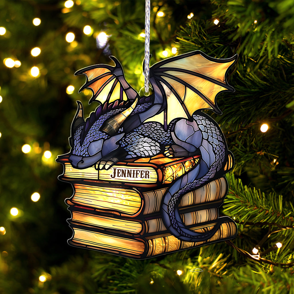I'm Not A Book Worm I'm A Book Dragon - Personalized Book Custom Shaped Ornament