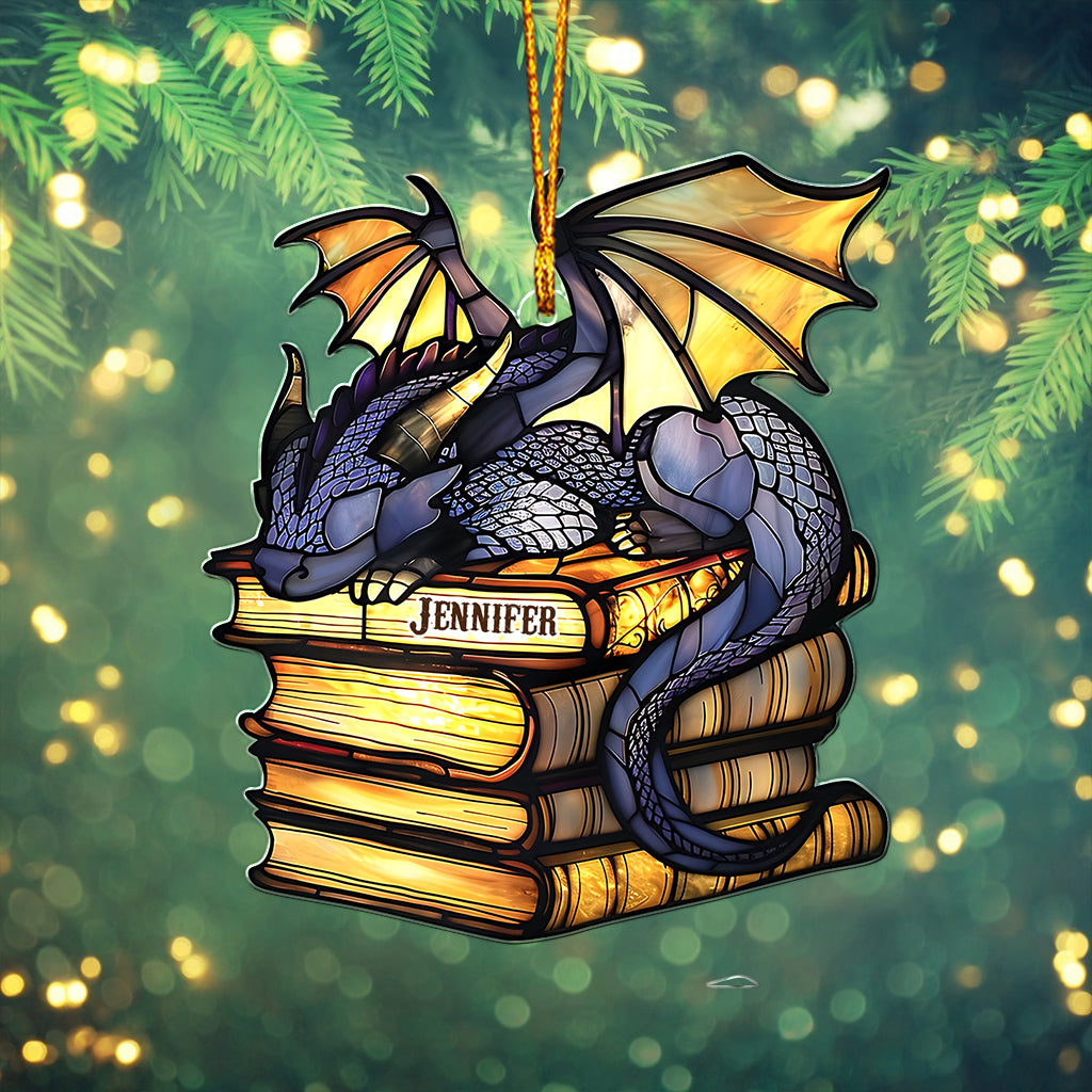 I'm Not A Book Worm I'm A Book Dragon - Personalized Book Custom Shaped Ornament