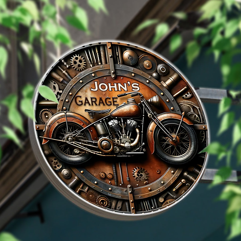 Awesome Biker - Personalized Biker Round Metal Sign