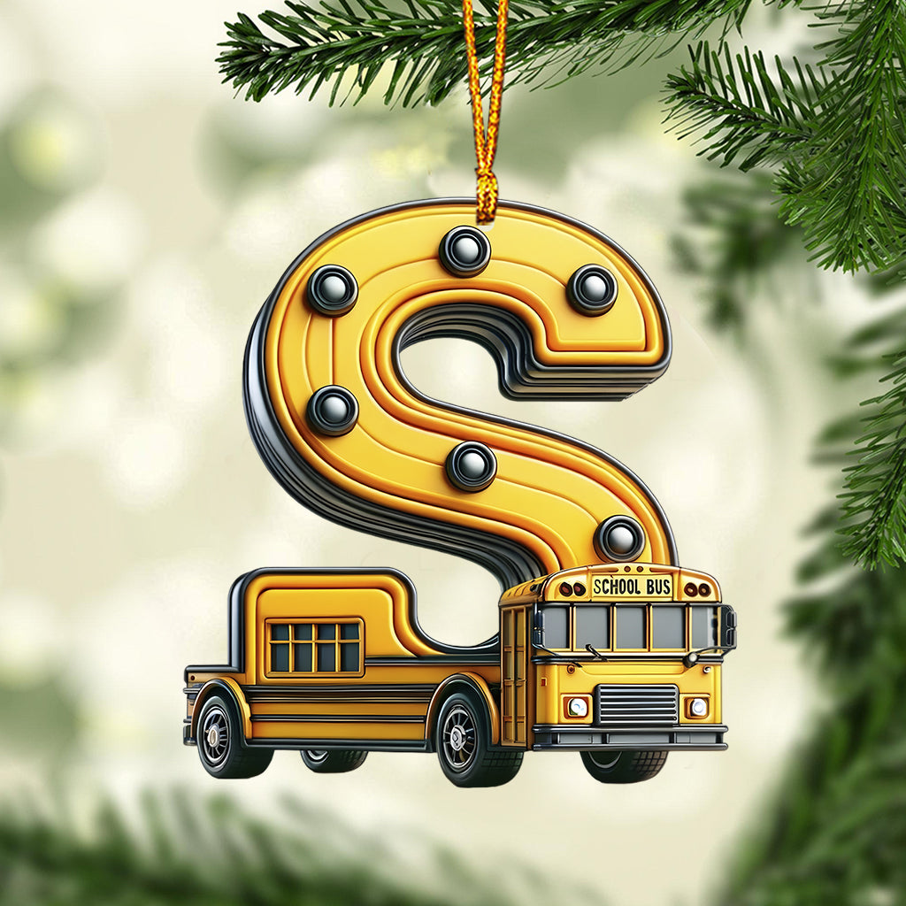 School Bus Letter - Personalized Kid Ornament