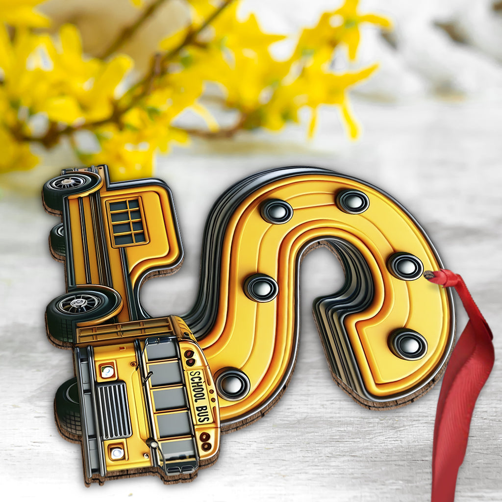 School Bus Letter - Personalized Kid Ornament