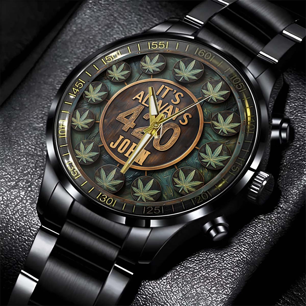 C'est toujours 420 - Montre-bracelet personnalisée sur le thème du cannabis