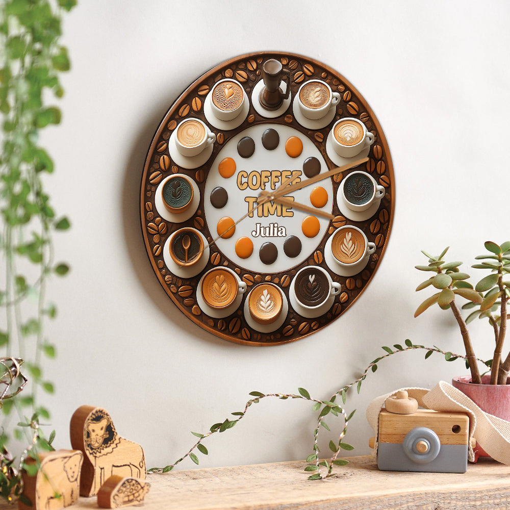 L'heure du café - Horloge murale personnalisée à café