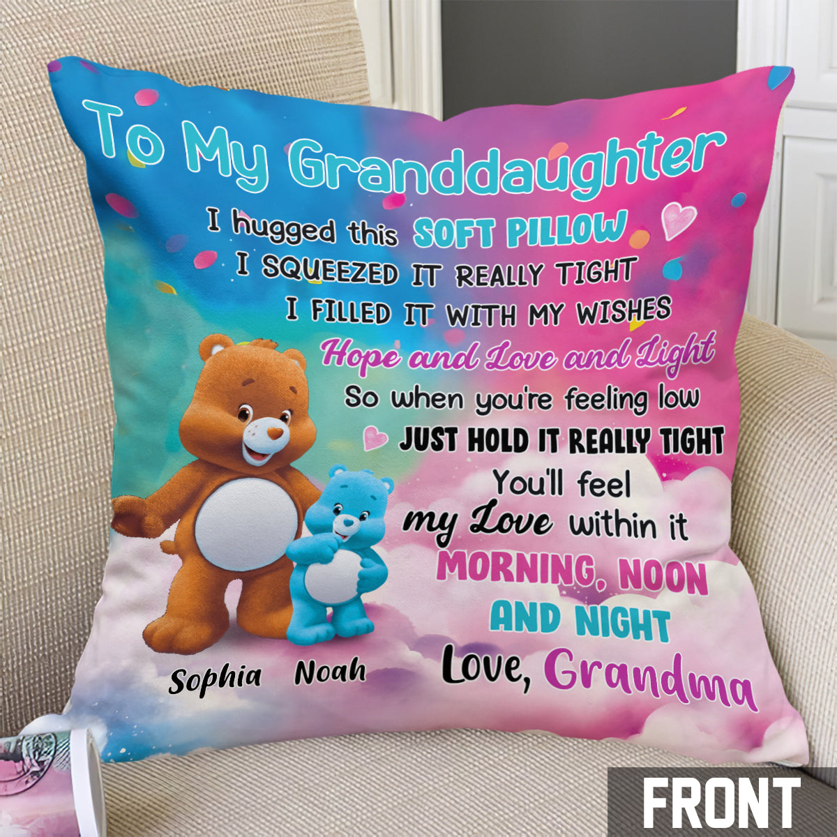 À ma petite-fille - Coussin décoratif personnalisé pour ma petite-fille