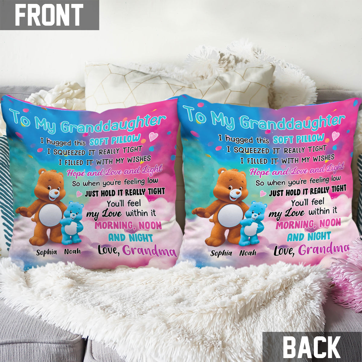 À ma petite-fille - Coussin décoratif personnalisé pour ma petite-fille