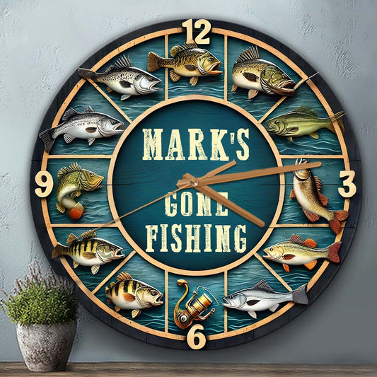 L'heure de la pêche - Horloge murale personnalisée sur le thème de la pêche