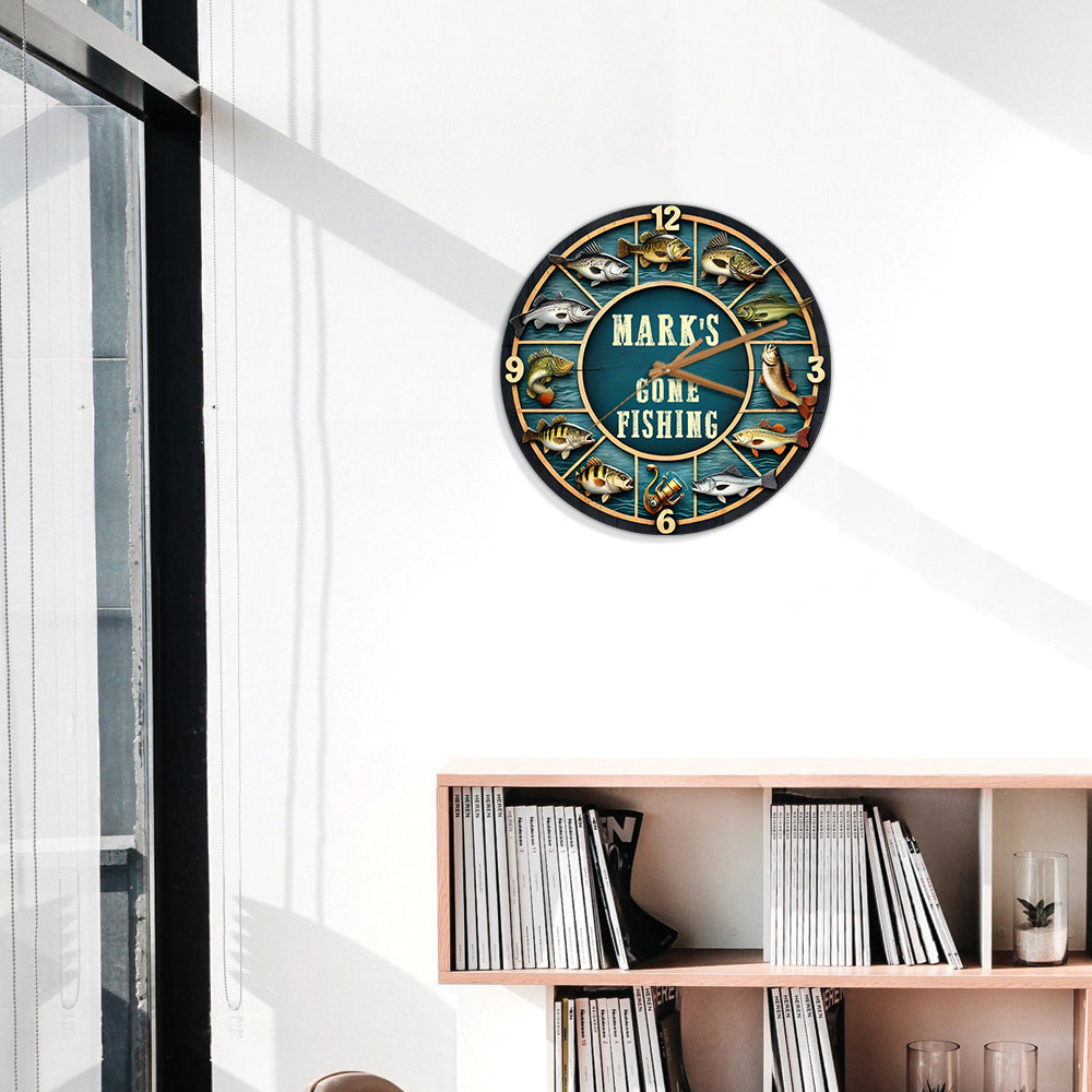 Gone Fishing Time - Personalized Fishing Wall Clock