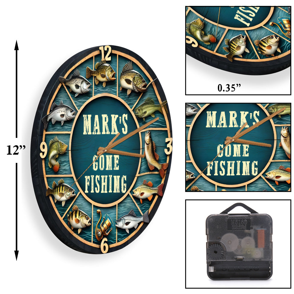 Gone Fishing Time - Personalized Fishing Wall Clock