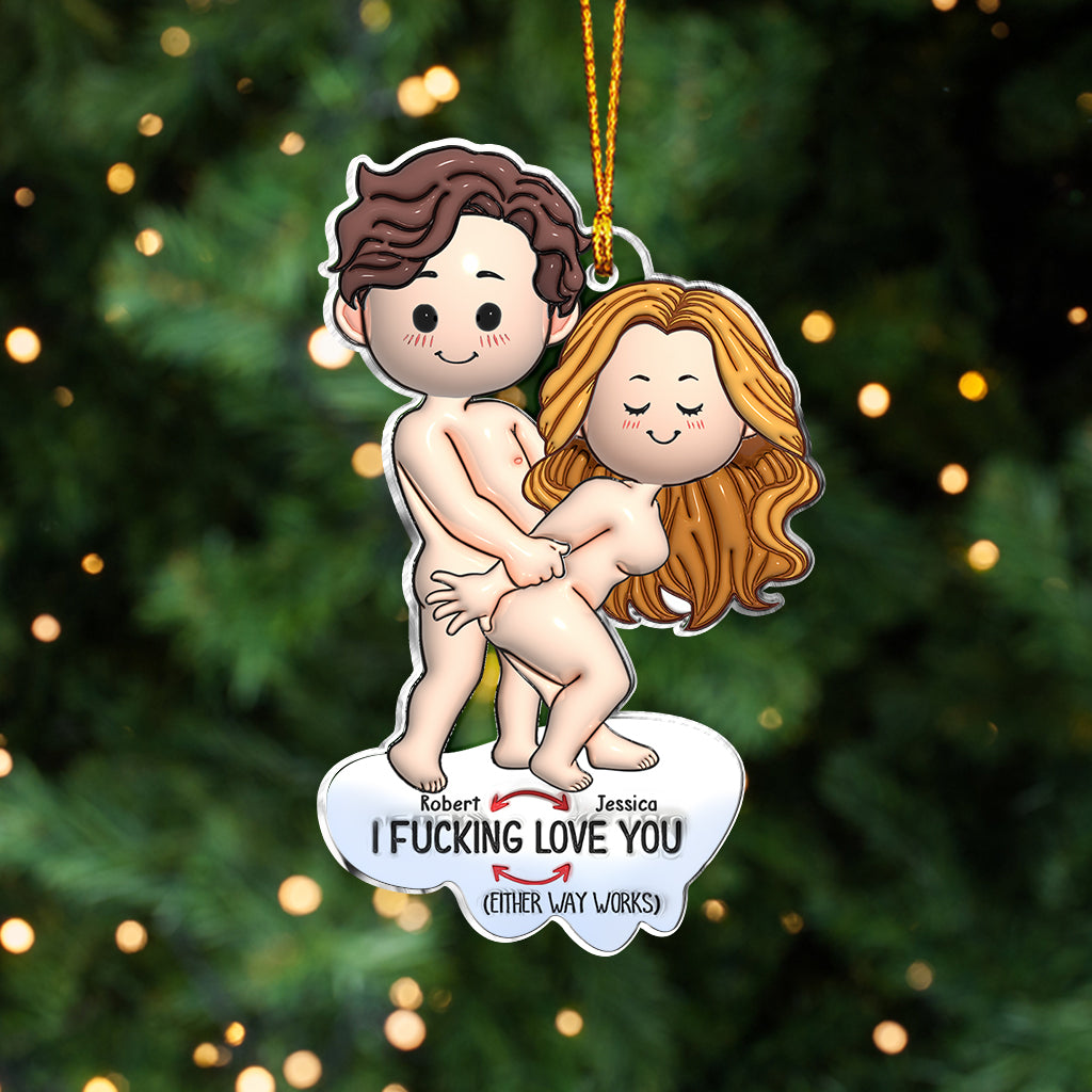 I Love You - Personalized Couple Custom Shaped Ornament