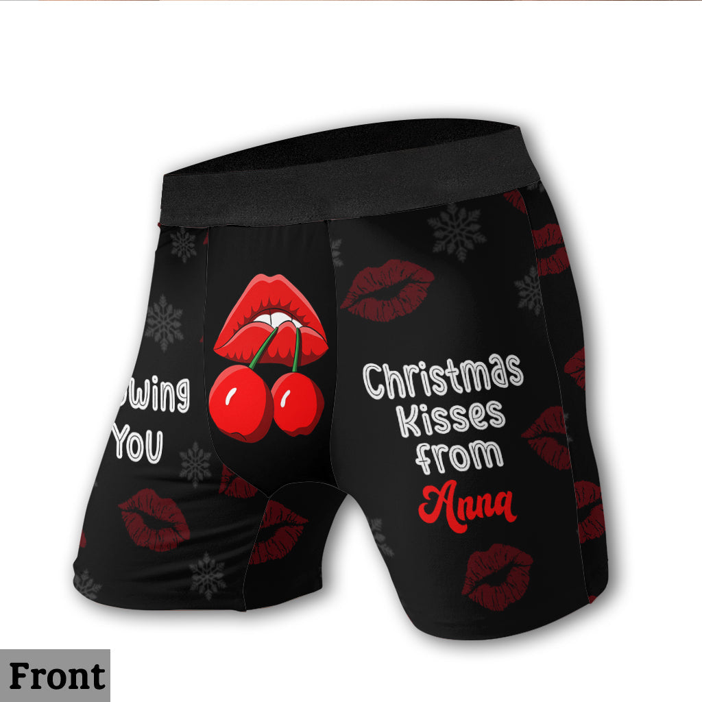 Je t'envoie des baisers de Noël - Boxers personnalisés pour couples (hommes)