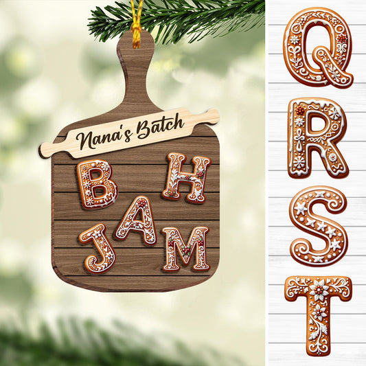 Gingerbread Alphabet Letter - Personalized Family 2 Layered Wooden Ornament