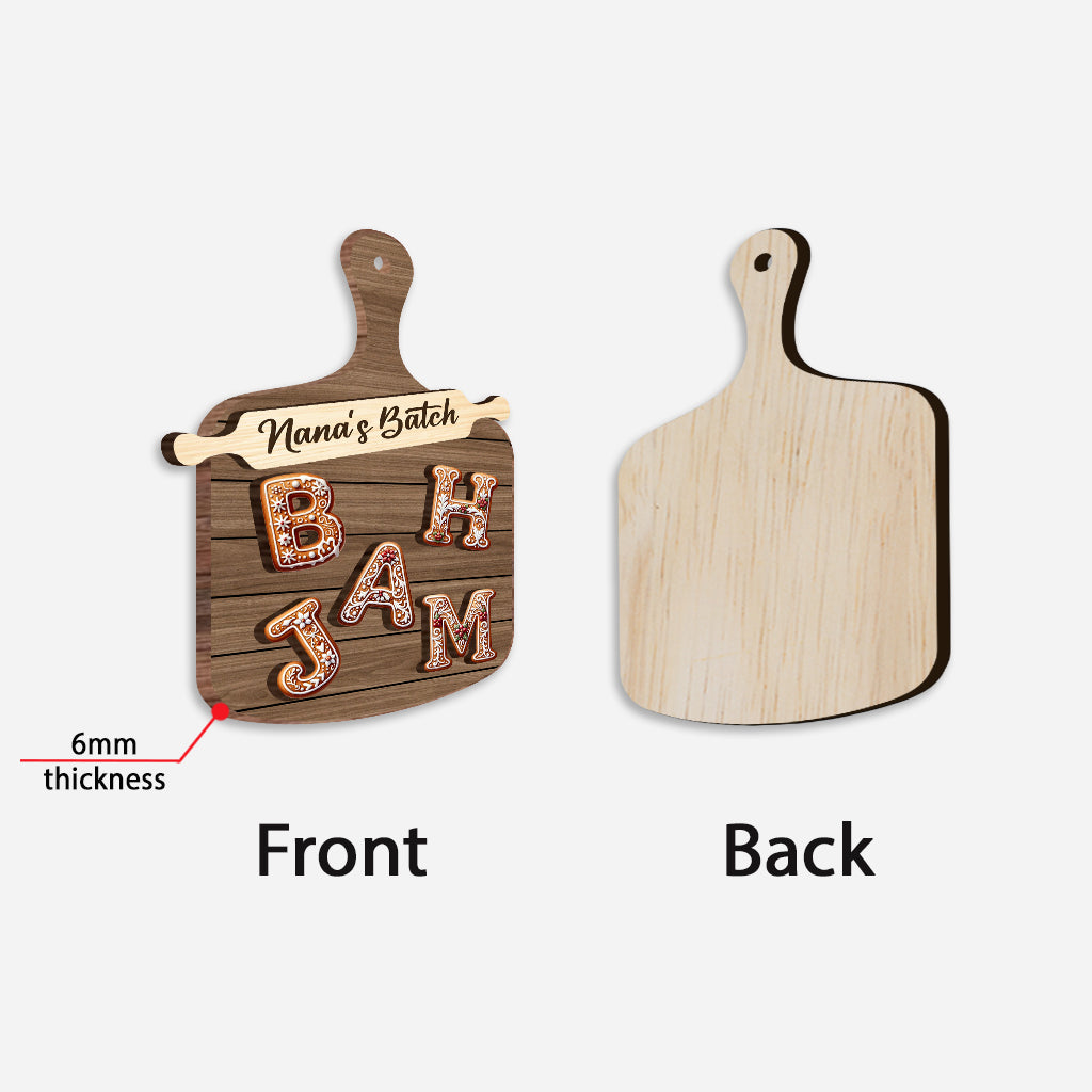 Lettre de l'alphabet en pain d'épice - Ornement en bois personnalisé à 2 niveaux pour la famille