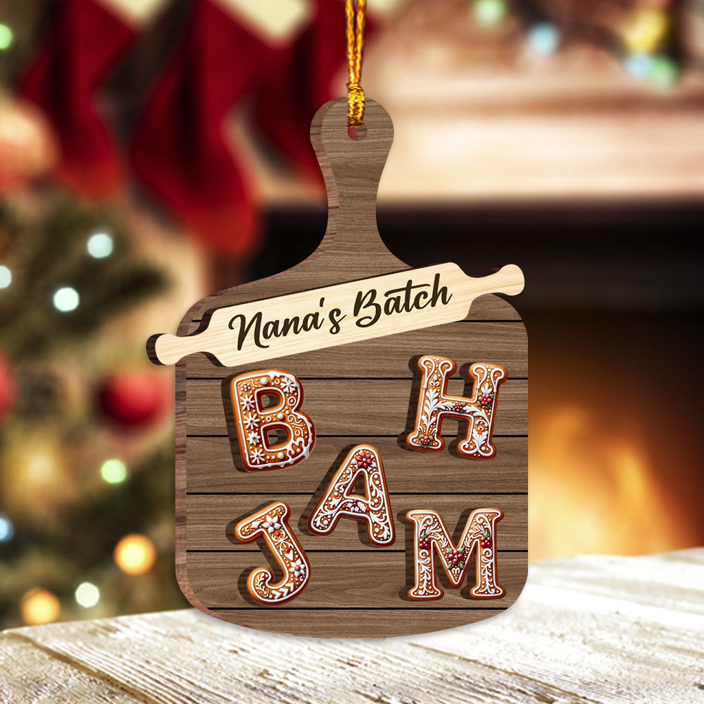 Lettre de l'alphabet en pain d'épice - Ornement en bois personnalisé à 2 niveaux pour la famille