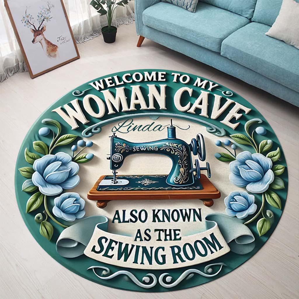 Woman Cave - Personalized Sewing Round Rug