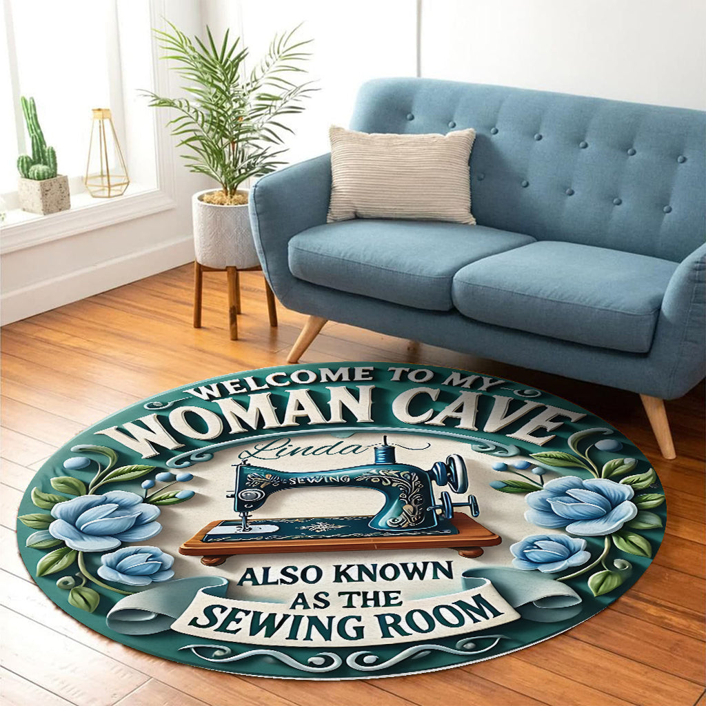 Woman Cave - Personalized Sewing Round Rug