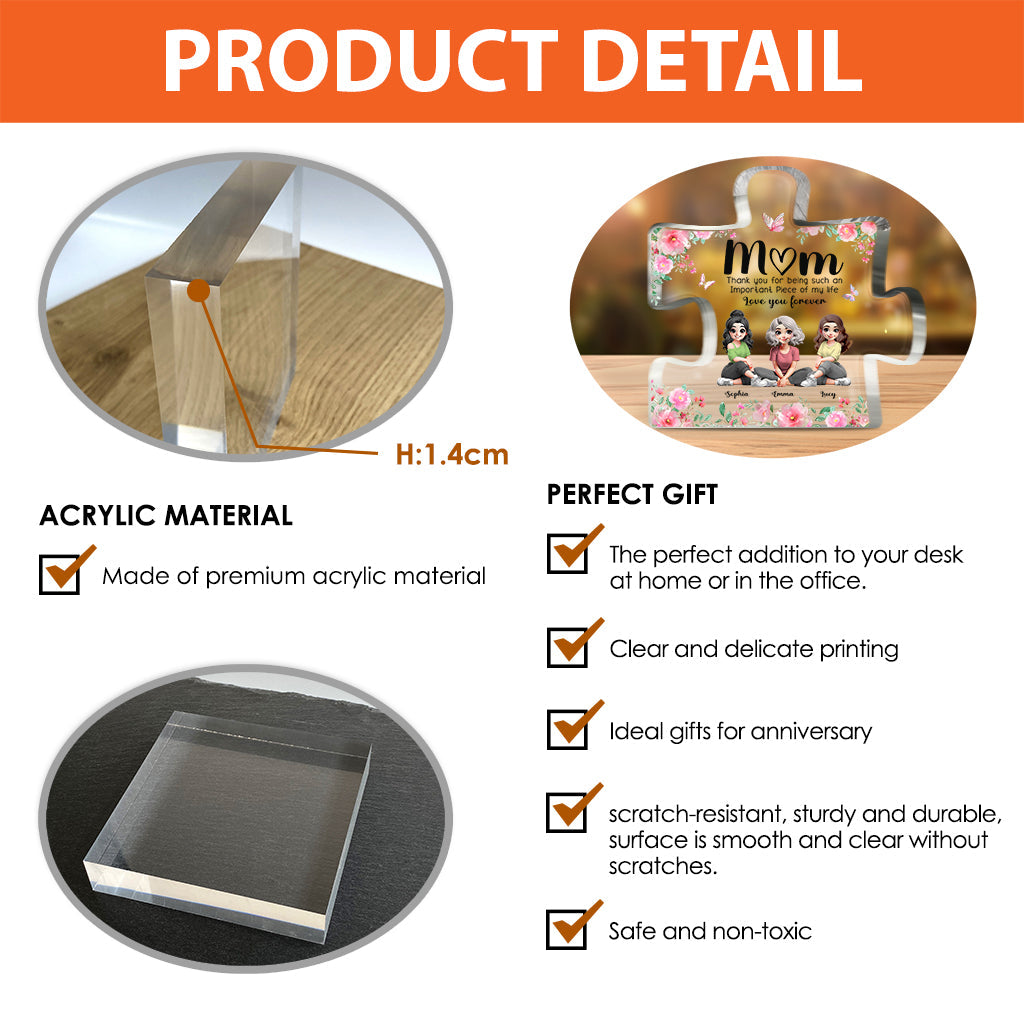 Important dans ma vie - Plaque acrylique personnalisée pour maman