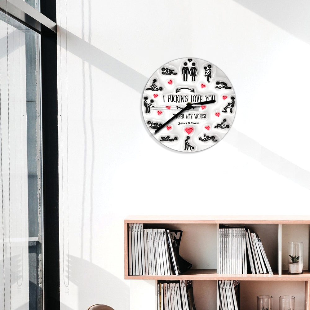 Horloge murale personnalisée pour couple « Je t'aime »