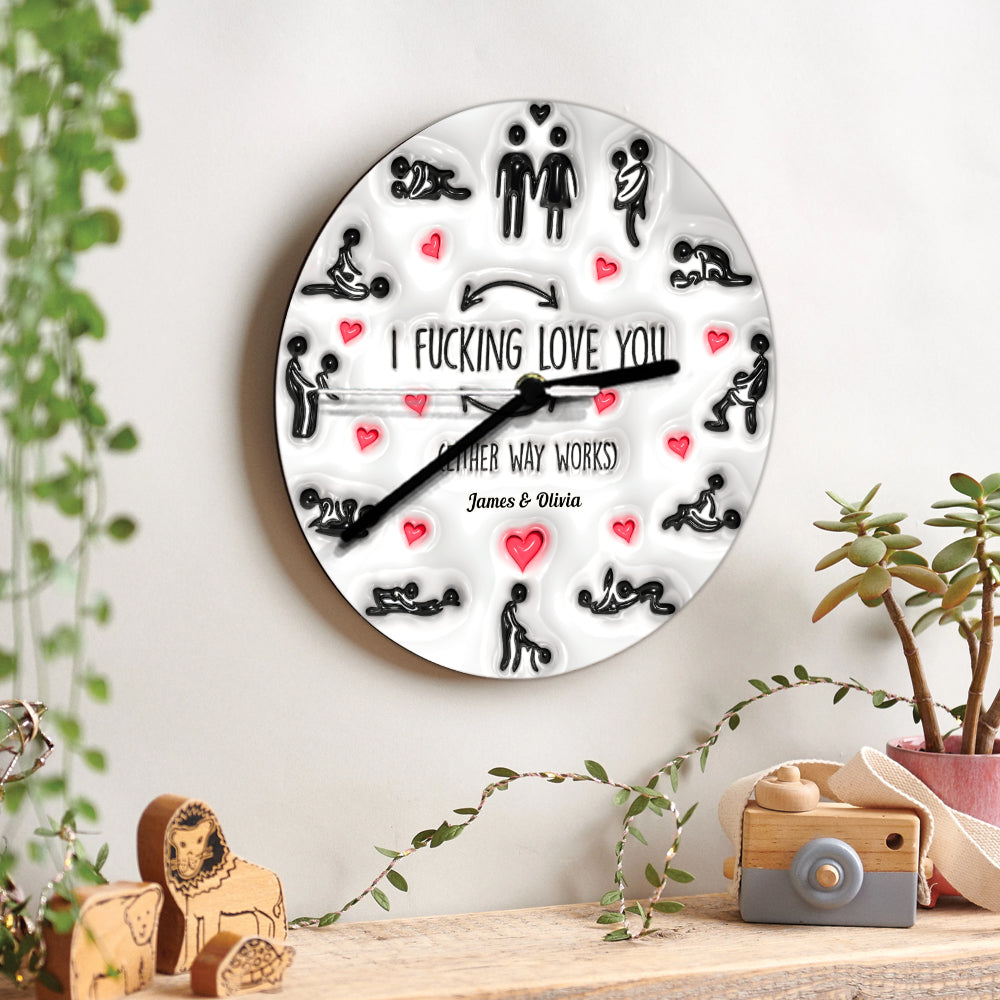 Horloge murale personnalisée pour couple « Je t'aime »