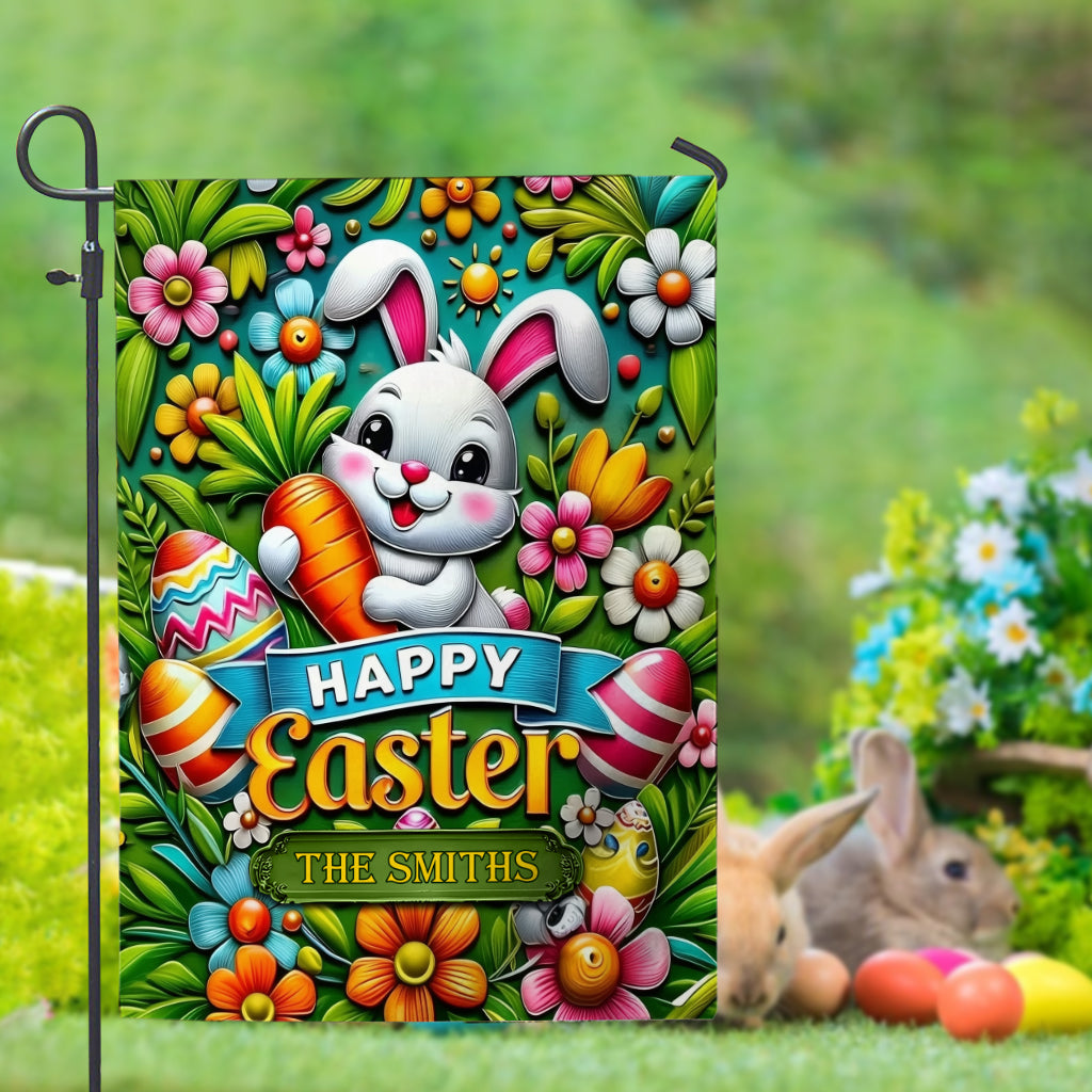 Happy Easter - Personalized Family Garden Flag