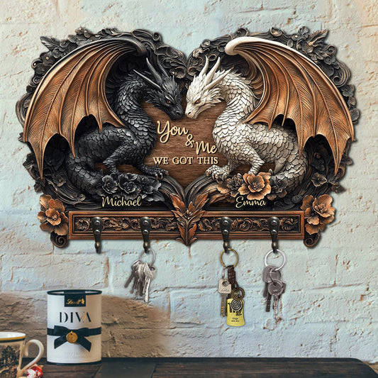 You & Me - Personalized Dragon Custom Shaped Key Rack
