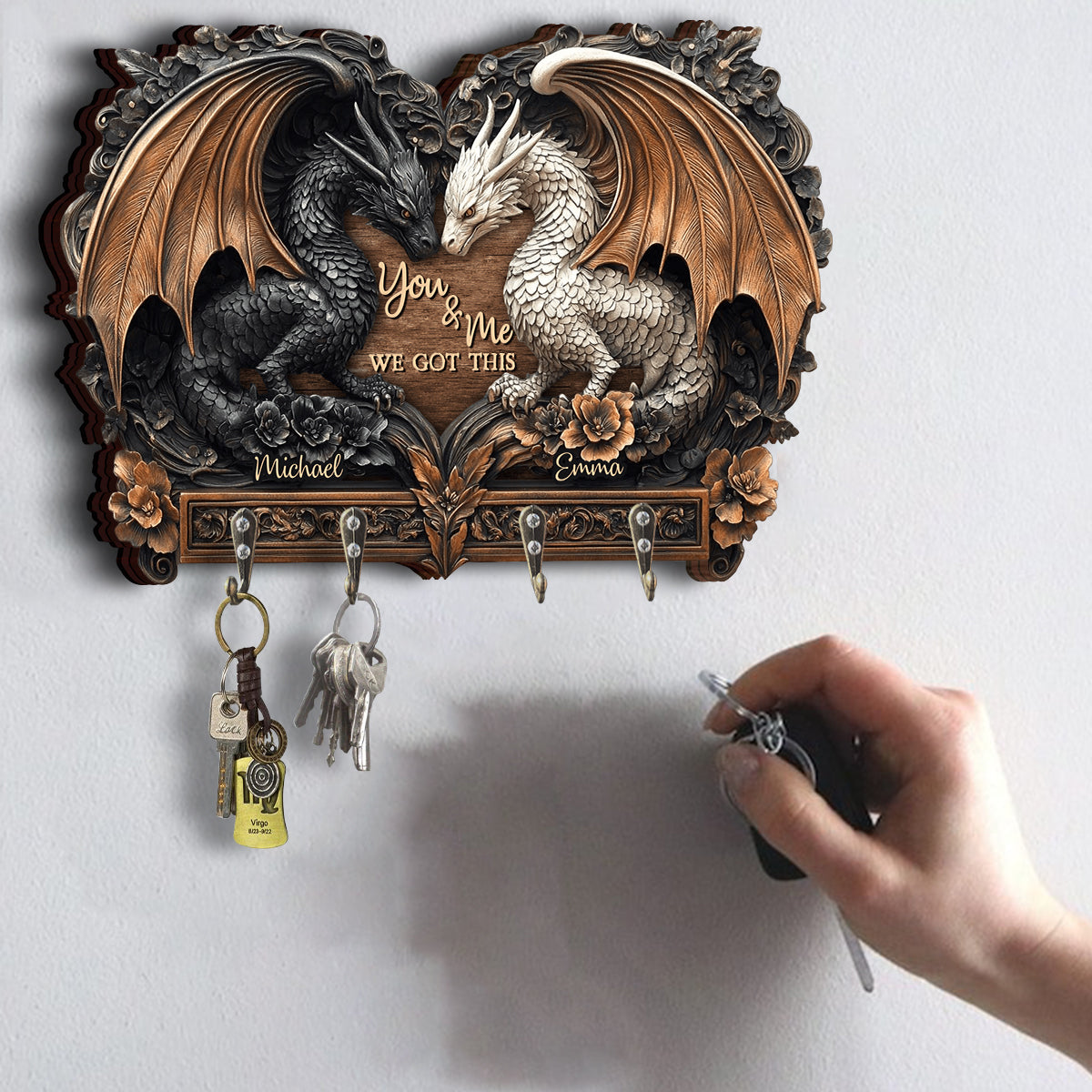 You & Me - Personalized Dragon Custom Shaped Key Rack