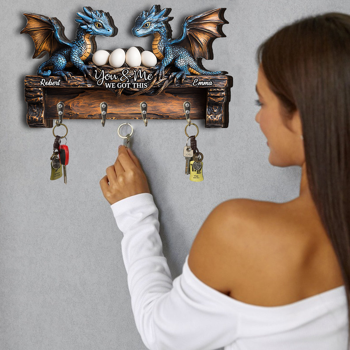 You & Me - Personalized Dragon Custom Shaped Key Rack