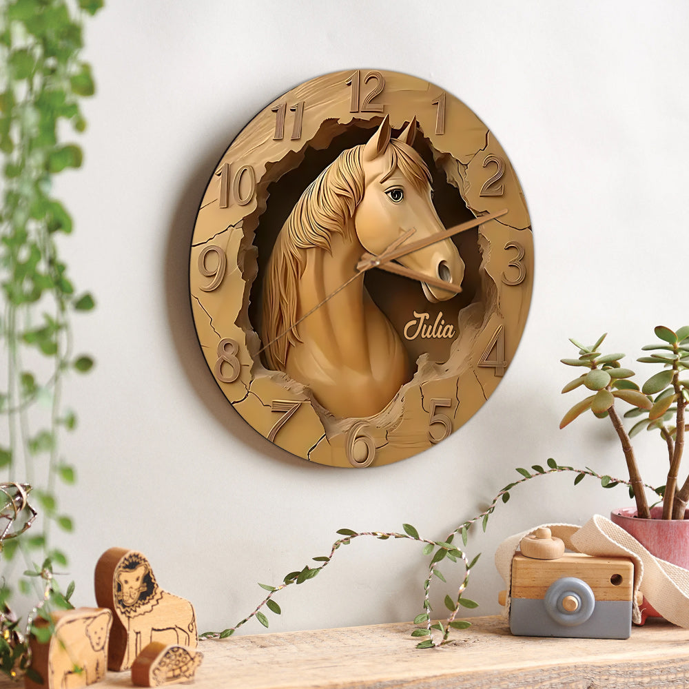 Horloge murale personnalisée pour les amoureux des chevaux