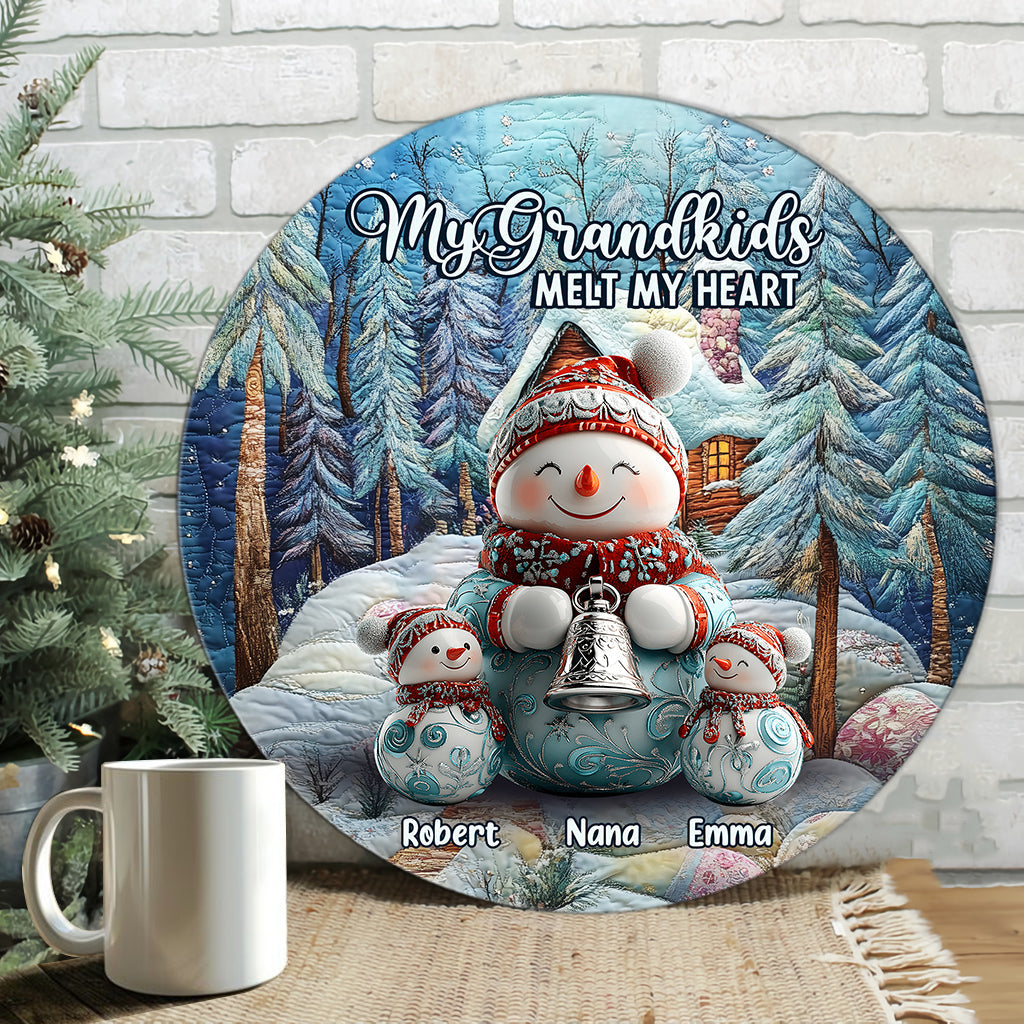 Merry Christmas - Personalized Grandma Round Wood Sign