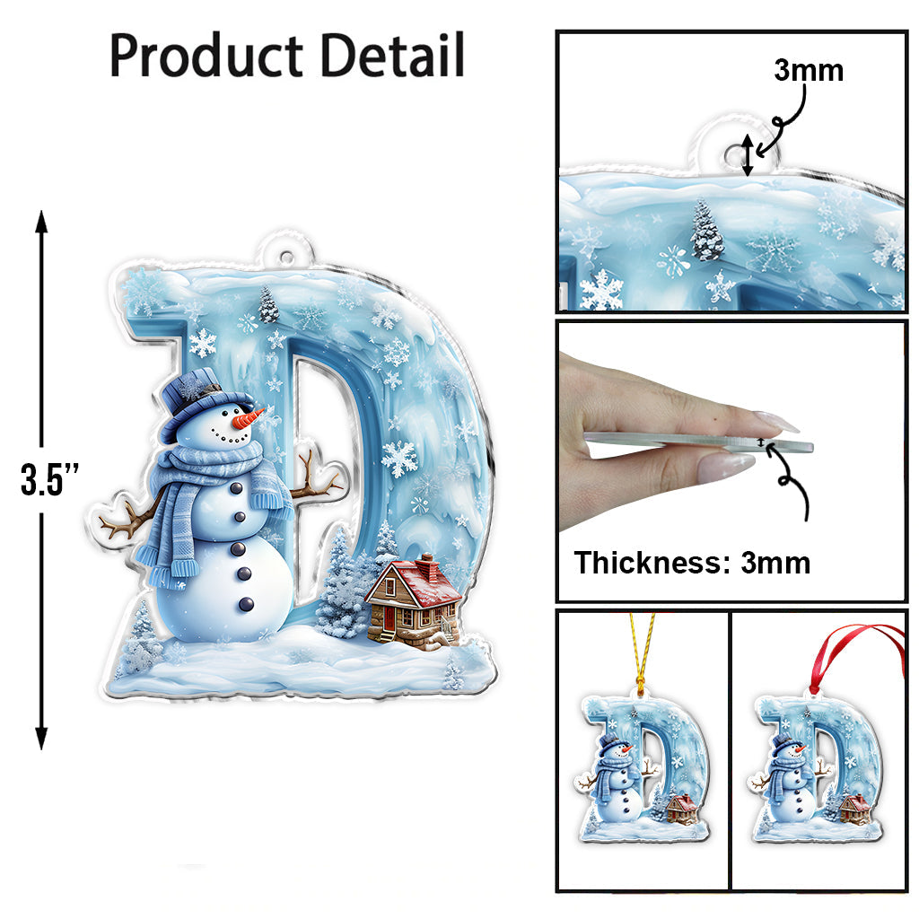Bonhomme de neige de Noël - Ornement familial personnalisé