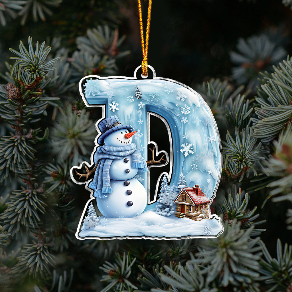 Bonhomme de neige de Noël - Ornement familial personnalisé
