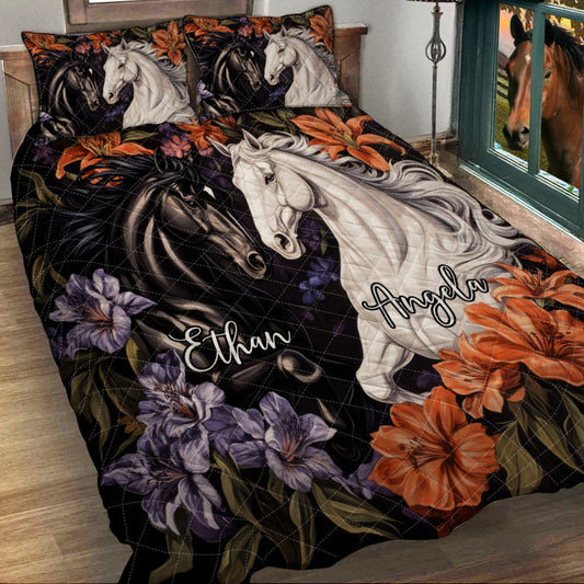 Ensemble de courtepointe personnalisé « Amour des chevaux »