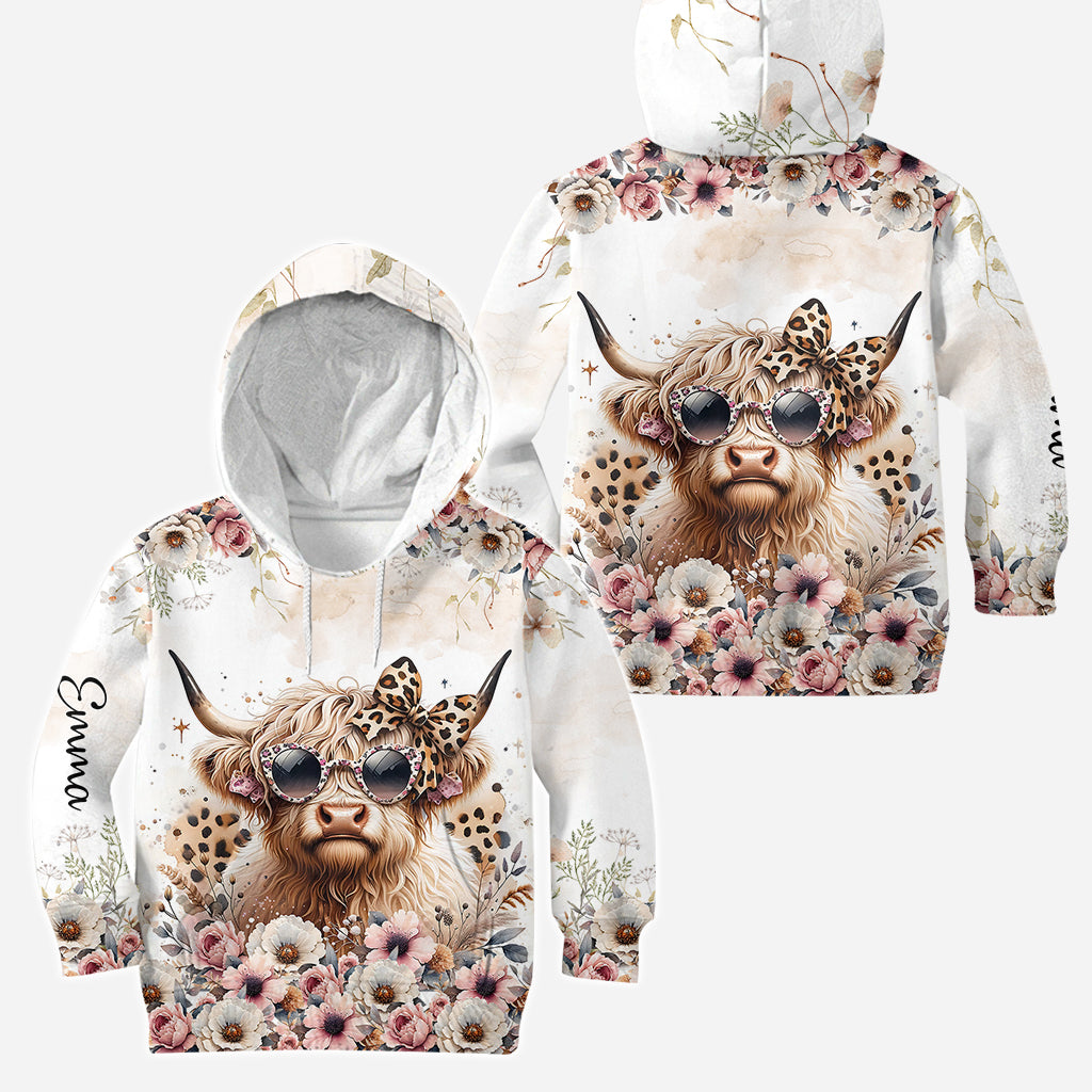 Vache cool avec lunettes léopard - Sweat à capuche et legging personnalisés vache des Highlands