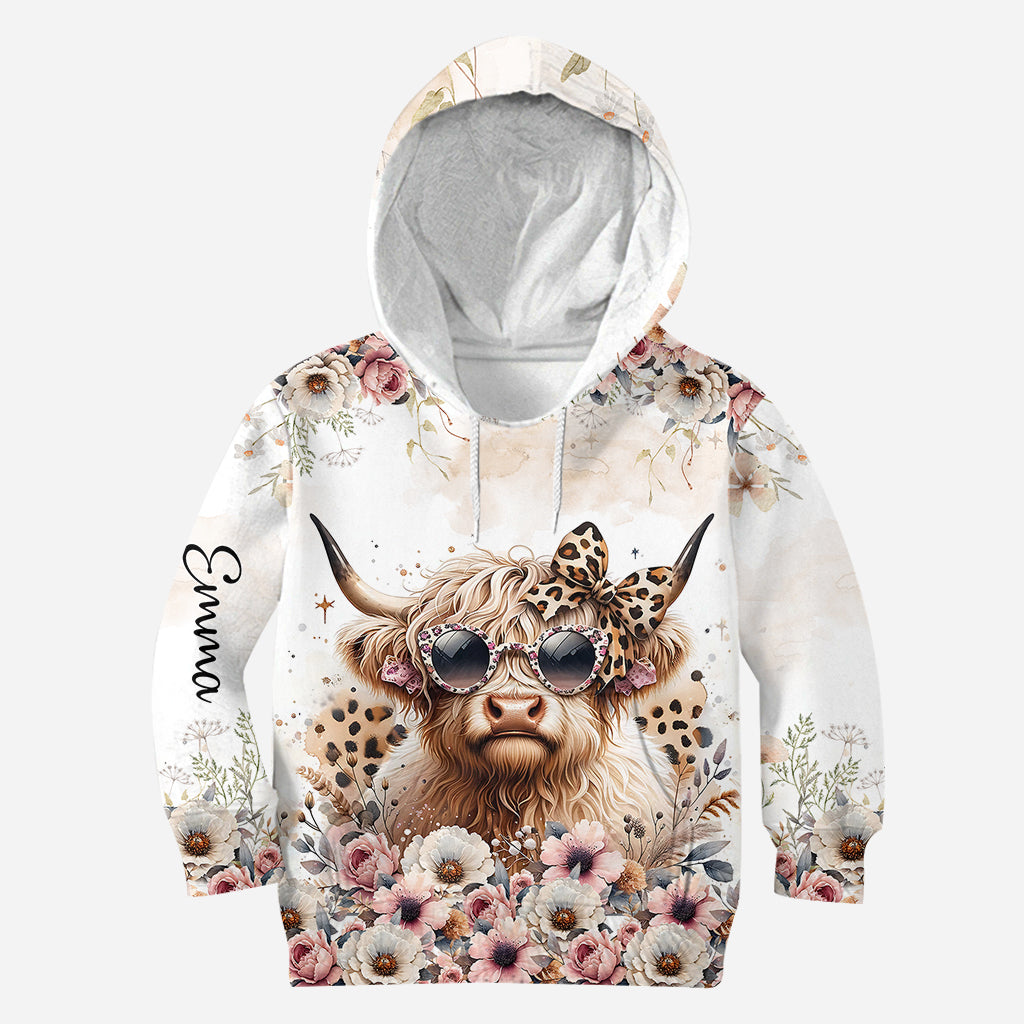 Vache cool avec lunettes léopard - Sweat à capuche et legging personnalisés vache des Highlands