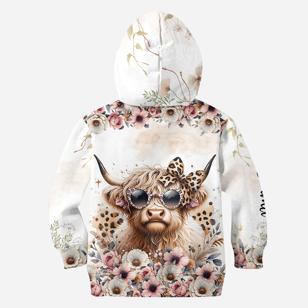 Vache cool avec lunettes léopard - Sweat à capuche et legging personnalisés vache des Highlands