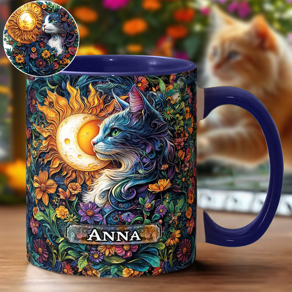Mug personnalisé à motif floral chat