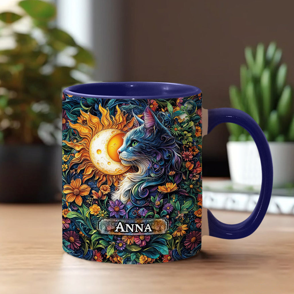 Mug personnalisé à motif floral chat