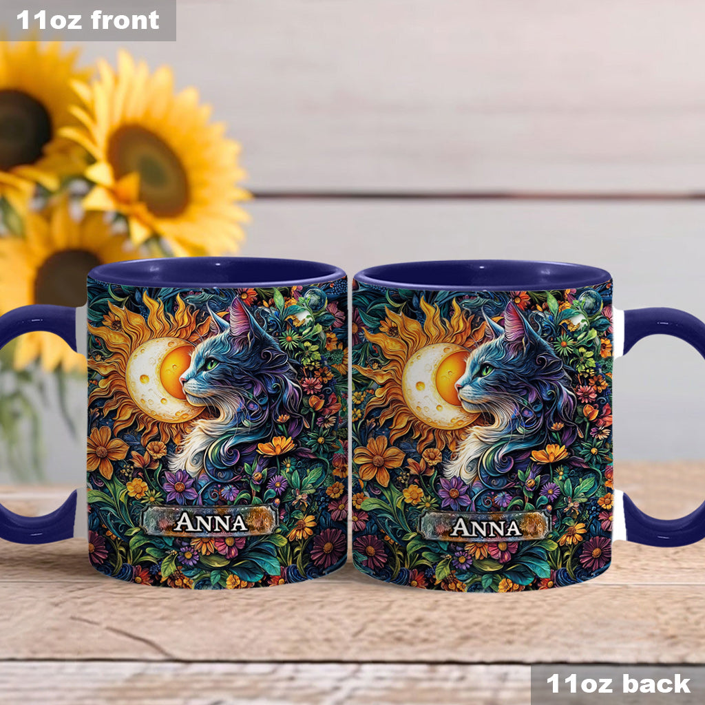 Mug personnalisé à motif floral chat