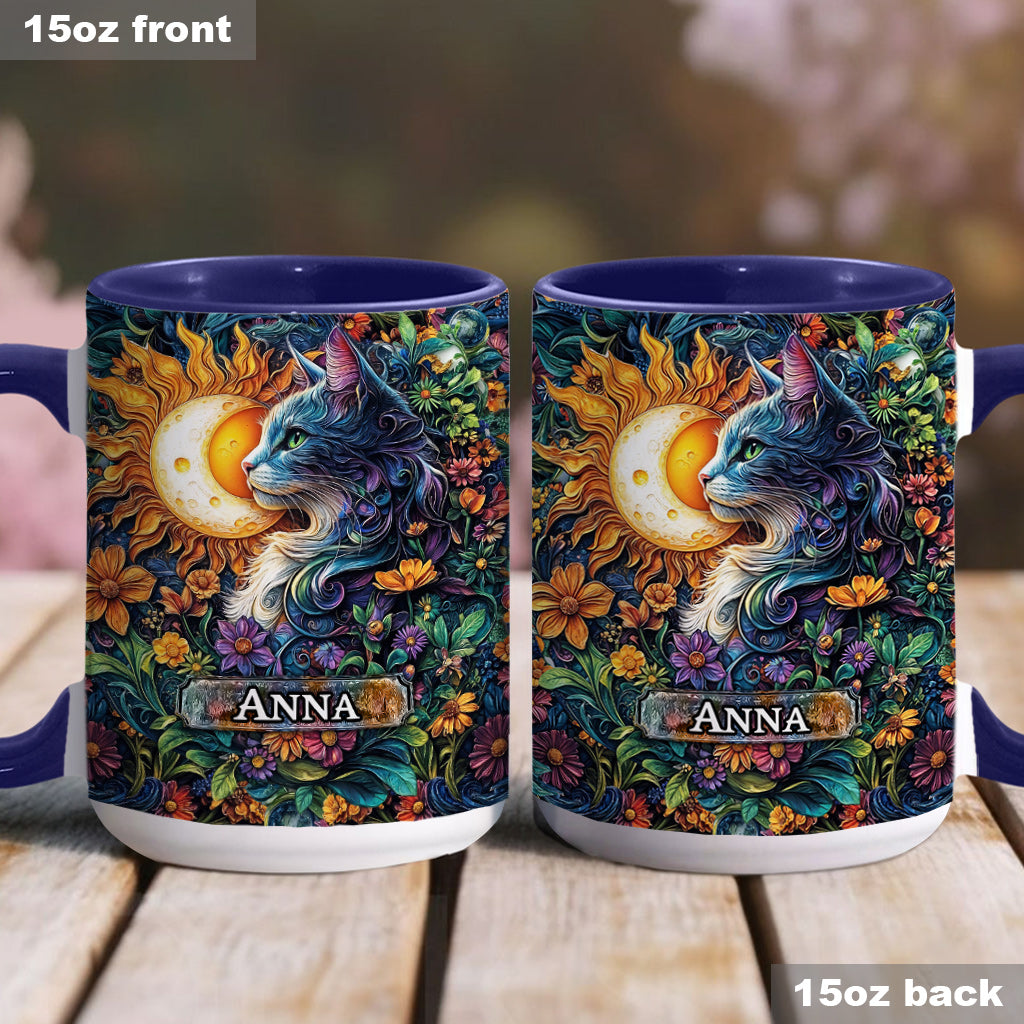 Mug personnalisé à motif floral chat