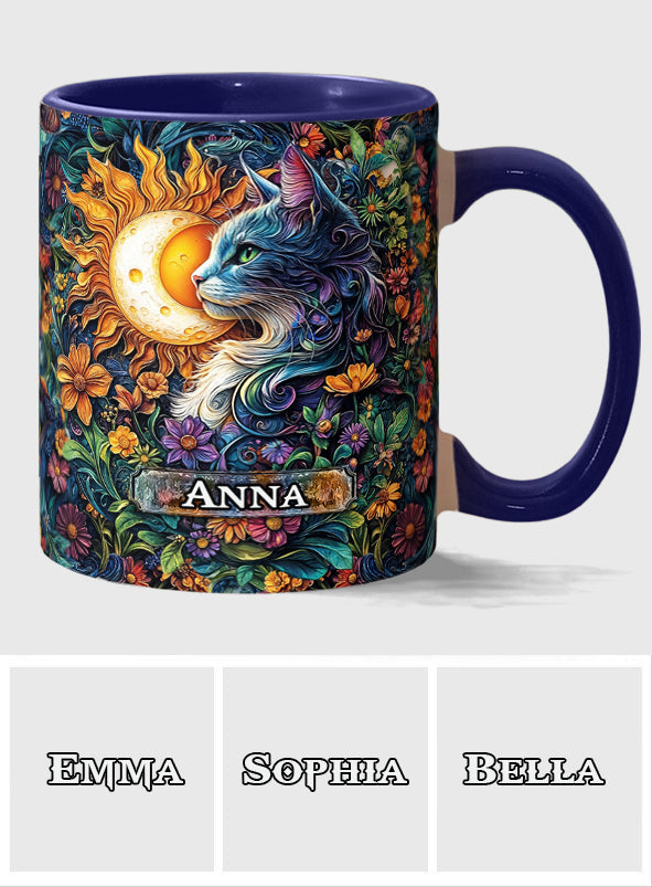 Mug personnalisé à motif floral chat