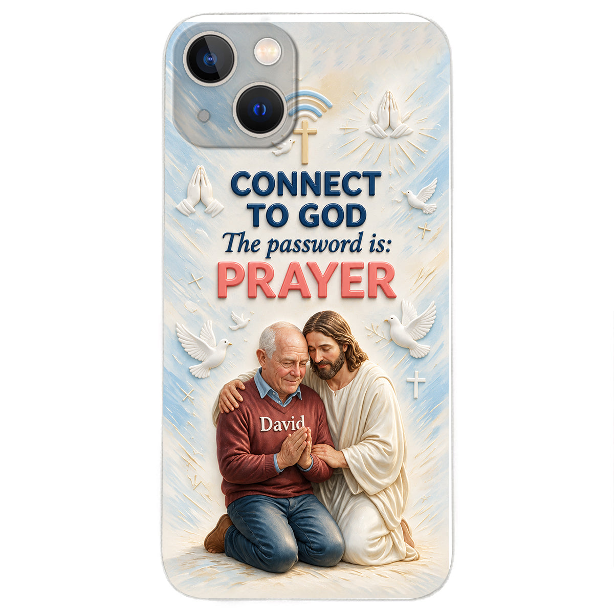 Connect To God - Personalized Christian 3D Embossed Leather Phone Case