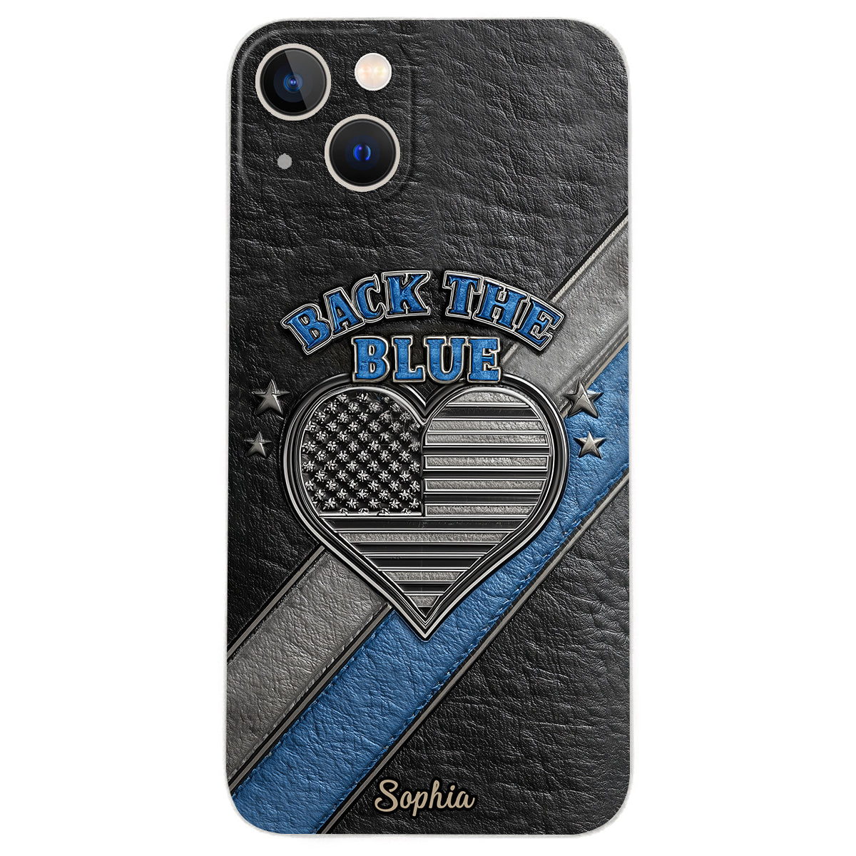 Back the Blue - Personalized Police Officer Leather Phone Case