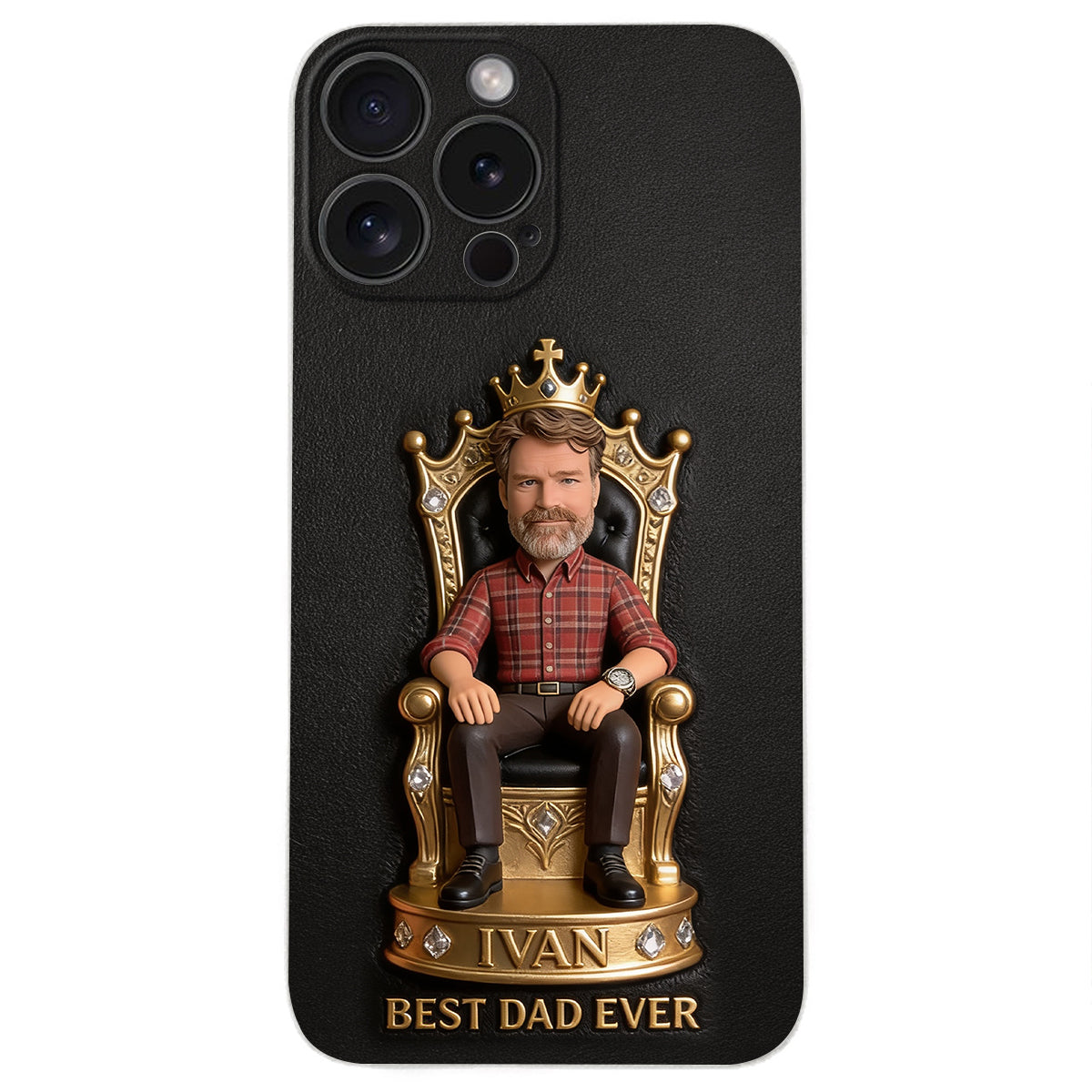 Le Roi Papa - Coque de téléphone en cuir personnalisée 3D