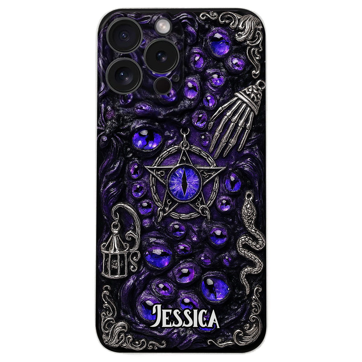 Étui de téléphone en cuir personnalisé, style sorcière, pentacle gothique - Coque de téléphone personnalisée inspirée des sorcières