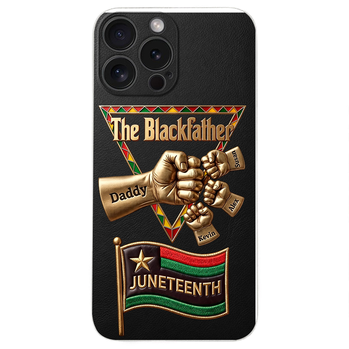 Le Blackfather - Coque de téléphone en cuir embossé 3D personnalisée