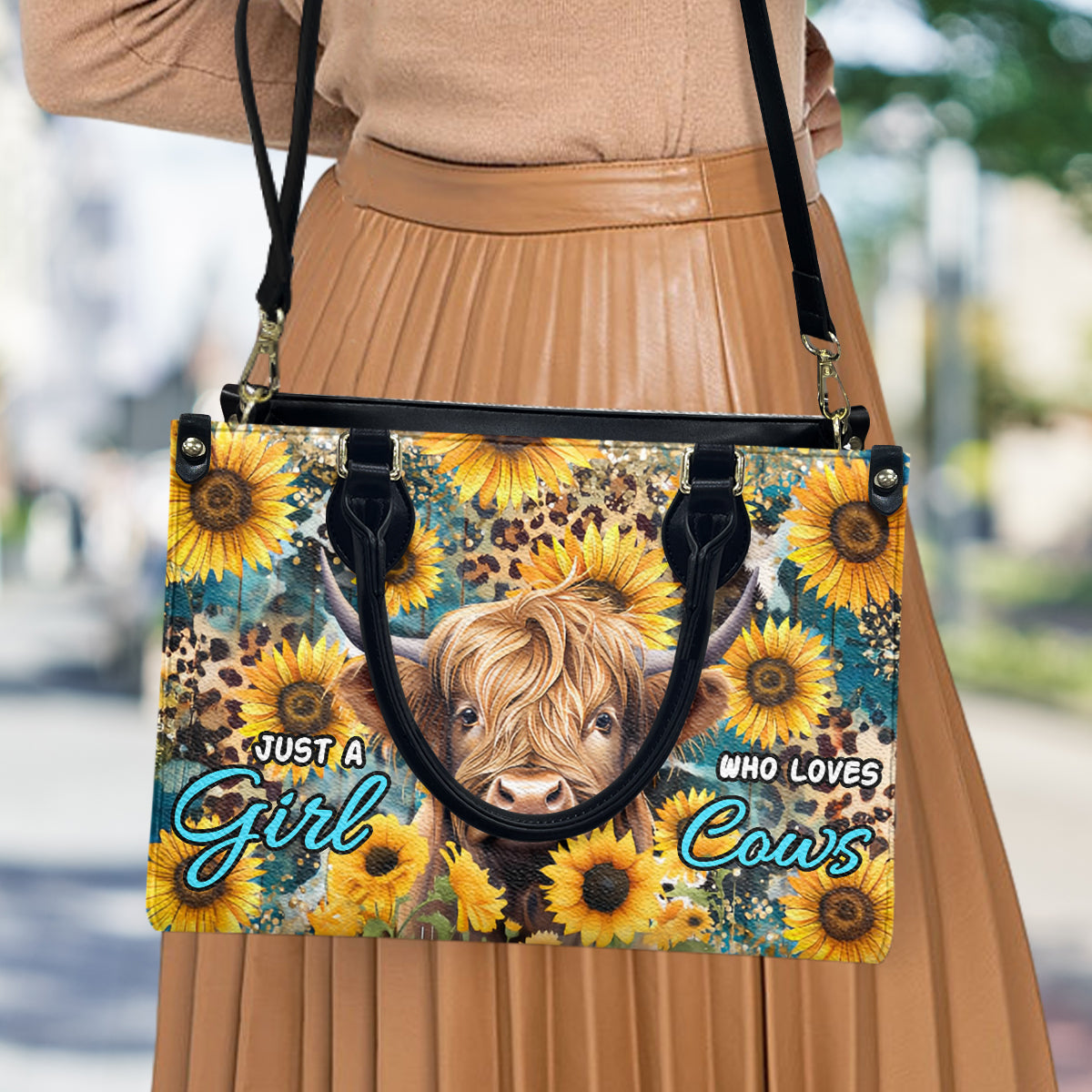Juste une fille qui aime les vaches - Sac à main en cuir personnalisé
